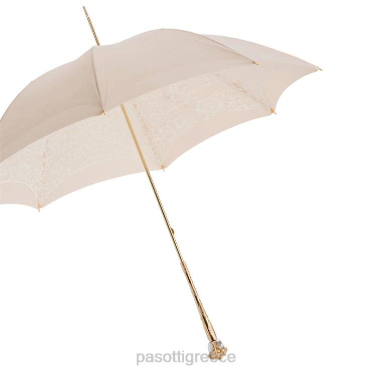 ομπρέλα | PASOTTI 386or serge-65 e11 - πολύ κομψή ομπρέλα εκρού διπλό πανί 2N6B8515 γυναίκες